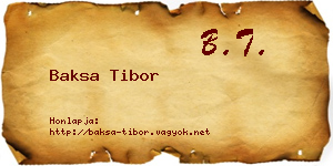Baksa Tibor névjegykártya